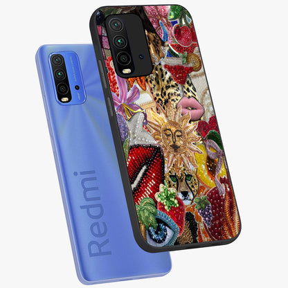 Beaded Fashion Jungle Glass Case displayed in angled mockup highlighting colorful fashion bead design and artistic pattern.