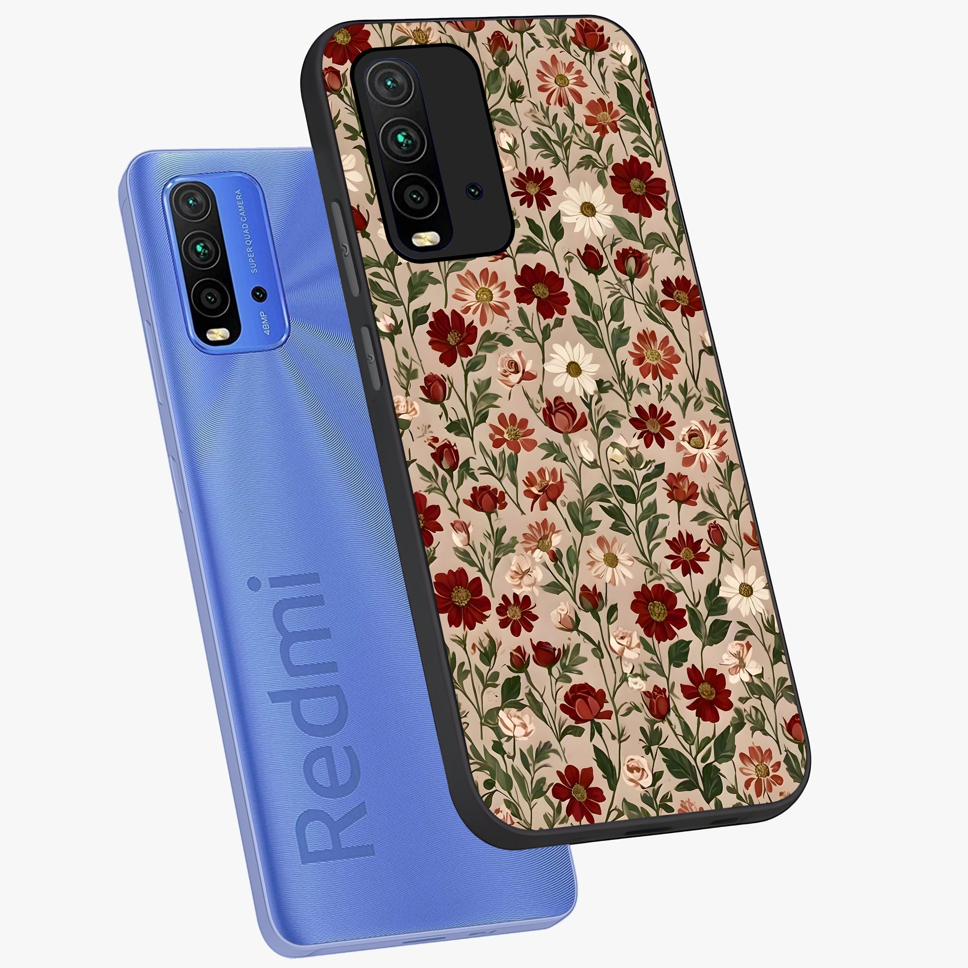 Biege Flower With Leaf Glass Case displayed in angled mockup highlighting minimal floral leaf design and elegant aesthetic.