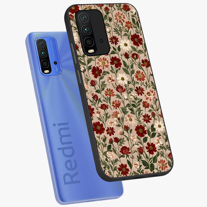 Biege Flower With Leaf Glass Case displayed in angled mockup highlighting minimal floral leaf design and elegant aesthetic.