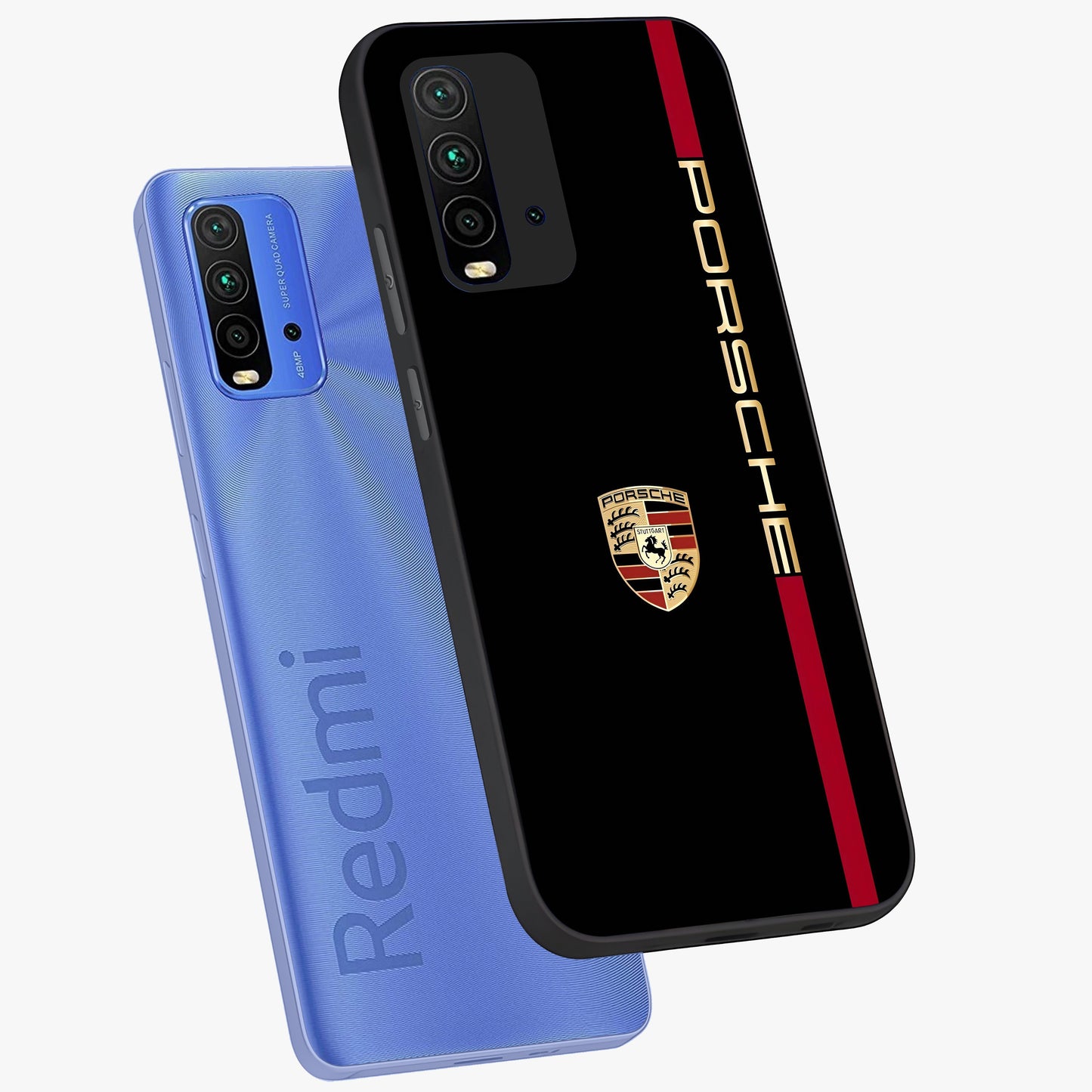 Black Minimal Porsche Glass Case displayed in angled mockup highlighting modern minimal car illustration and clean aesthetic design.