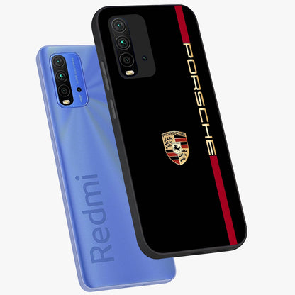 Black Minimal Porsche Glass Case displayed in angled mockup highlighting modern minimal car illustration and clean aesthetic design.