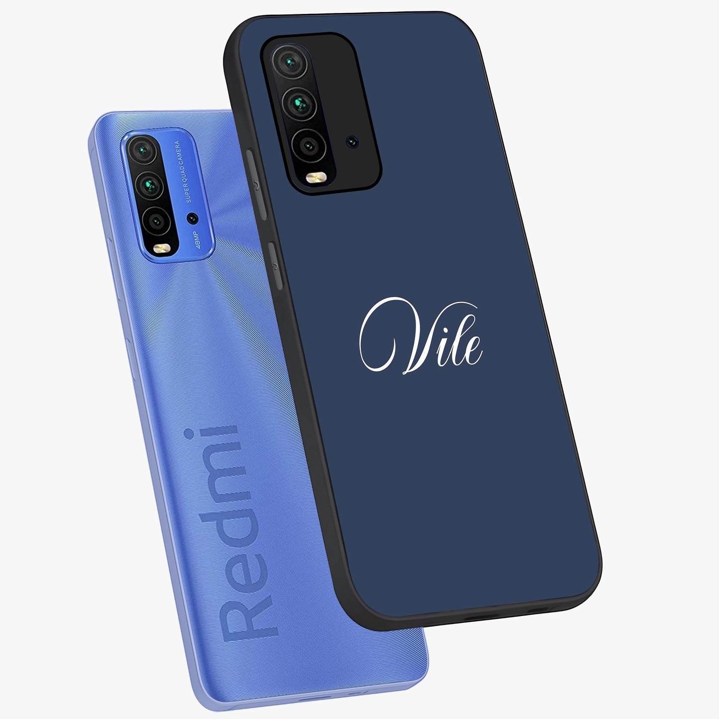 Blue Vintage Floral Pattern Glass Case showing flat back view with elegant vintage floral artwork and glossy glass finish.