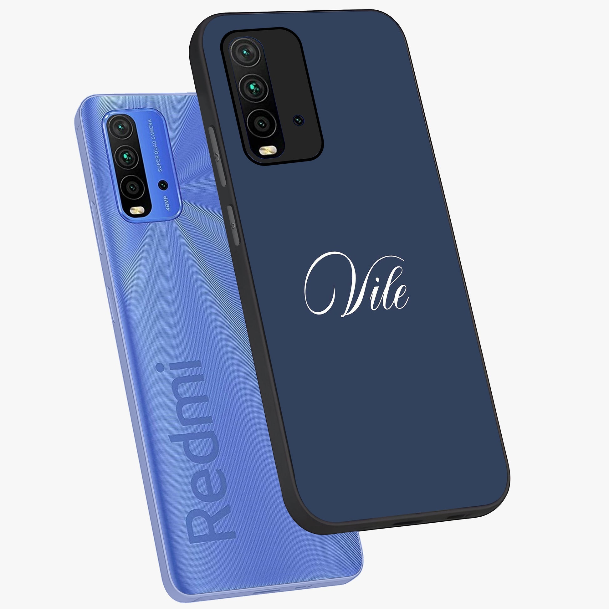 Blue Vintage Floral Pattern Glass Case showing flat back view with elegant vintage floral artwork and glossy glass finish.