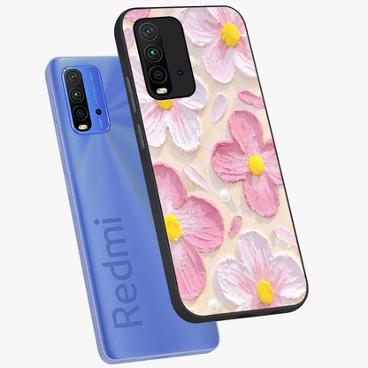 Blush Bloom Texture Glass Case displayed in angled mockup highlighting subtle bloom pattern with aesthetic pastel design.