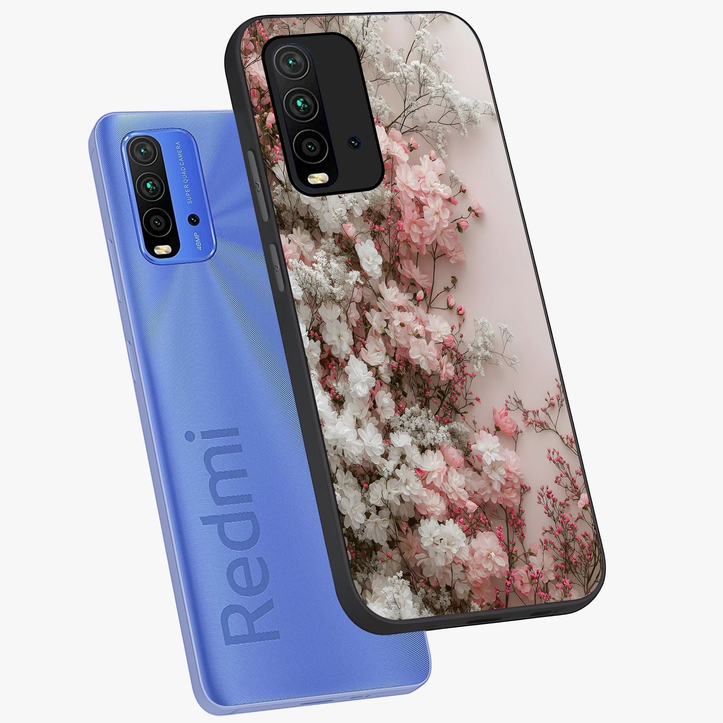 Blush Blossom Cloud Glass Case displayed in angled mockup highlighting soft cloud and blossom design with pastel aesthetic.