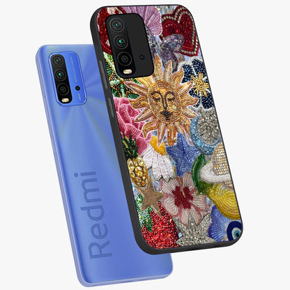 Celestial Floral and Playful Glass Case displayed in angled mockup highlighting playful floral design with dreamy celestial elements.