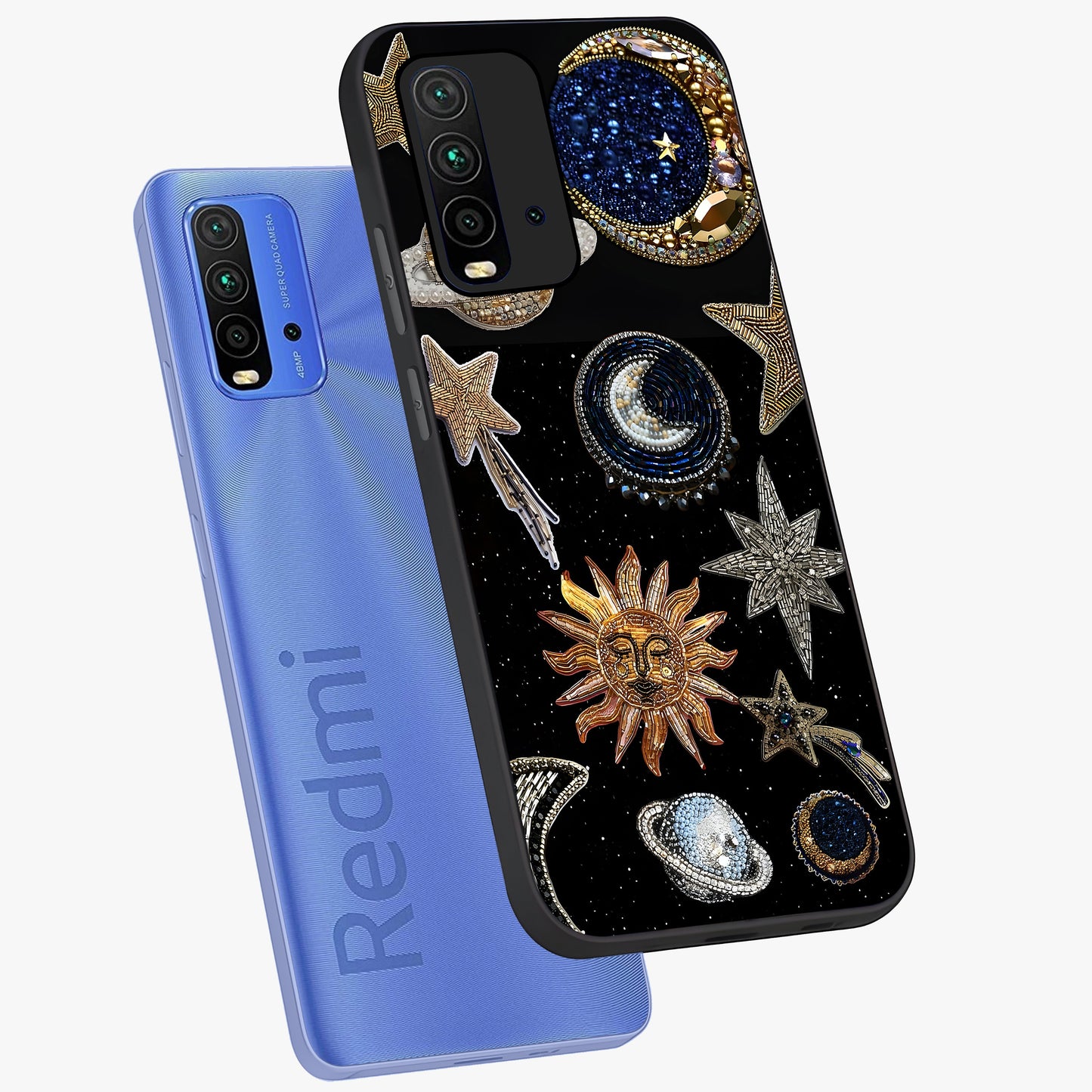 Celestial Gem Constellations Glass Case displayed in angled mockup highlighting gemstone inspired constellation design.