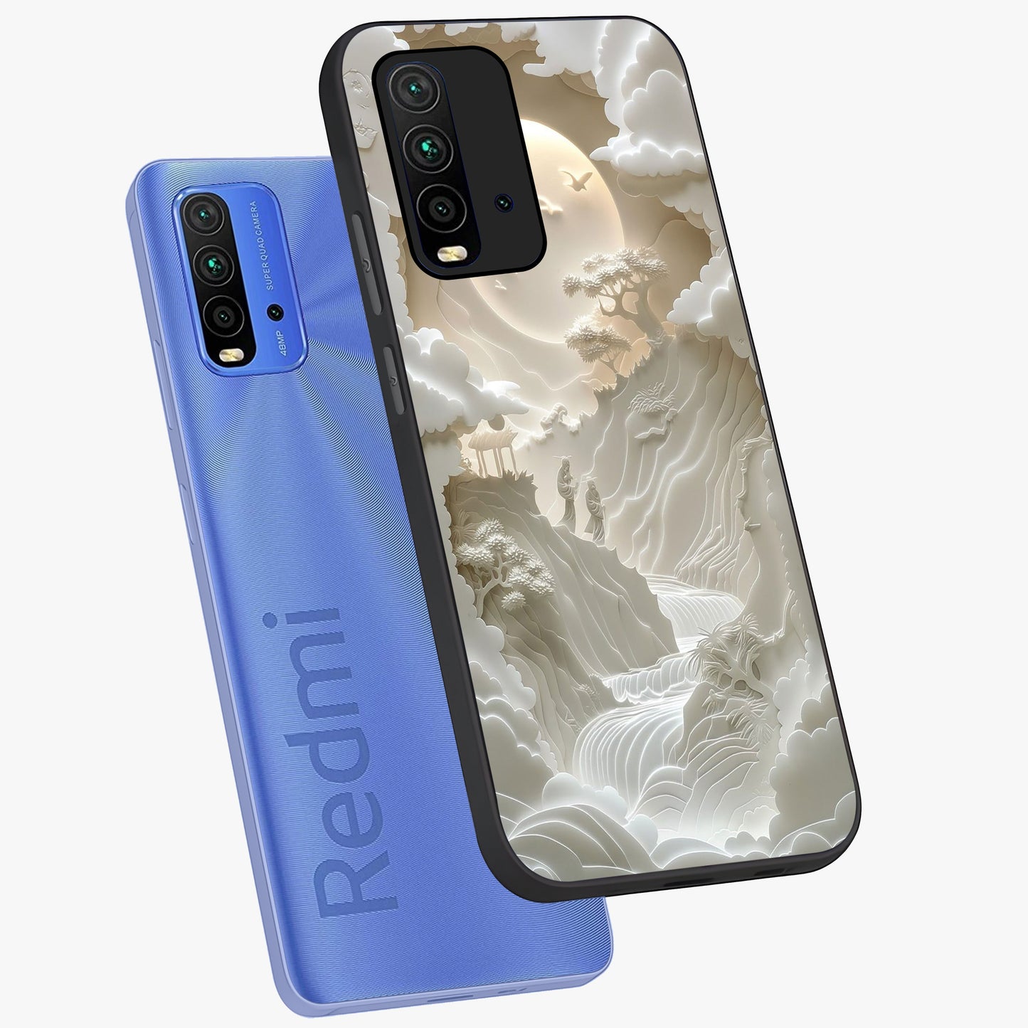 Celestial Origami Glass Case displayed in angled mockup highlighting geometric origami design with cosmic aesthetic theme.