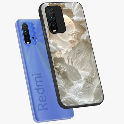 Celestial Origami Glass Case displayed in angled mockup highlighting geometric origami design with cosmic aesthetic theme.