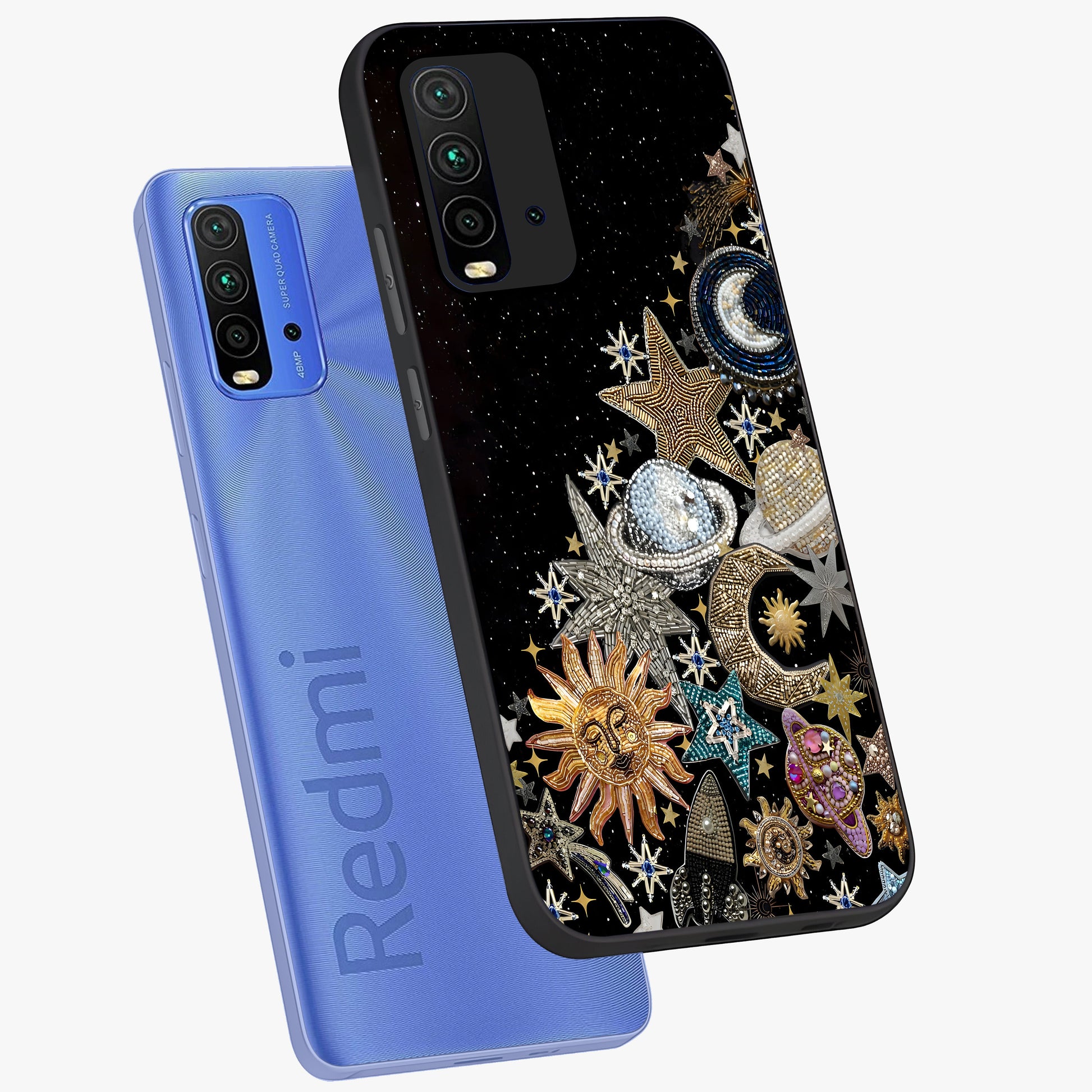 Cosmic Sparkle Dreams Glass Case displayed in angled mockup highlighting dreamy star sparkle design with celestial aesthetic.