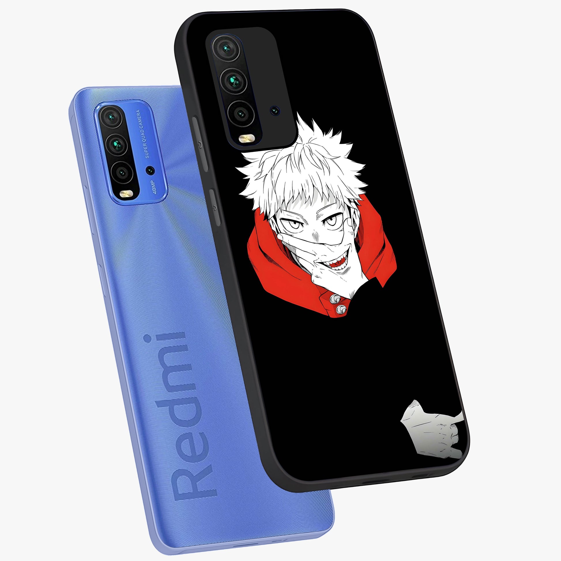 Crimson Chaos Smile Glass Case displayed in angled mockup highlighting edgy crimson smile design with graphic aesthetic.