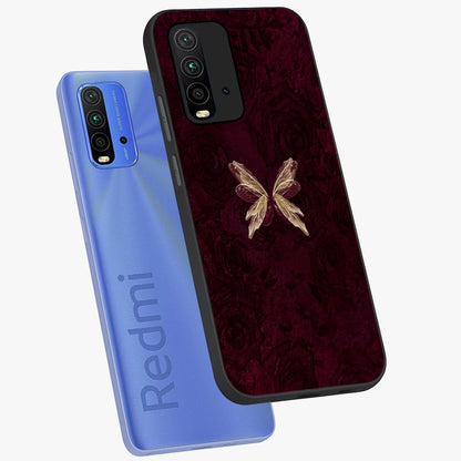 Crimson Fade Butterfly Glass Case displayed in angled mockup highlighting elegant butterfly design with crimson gradient aesthetic.