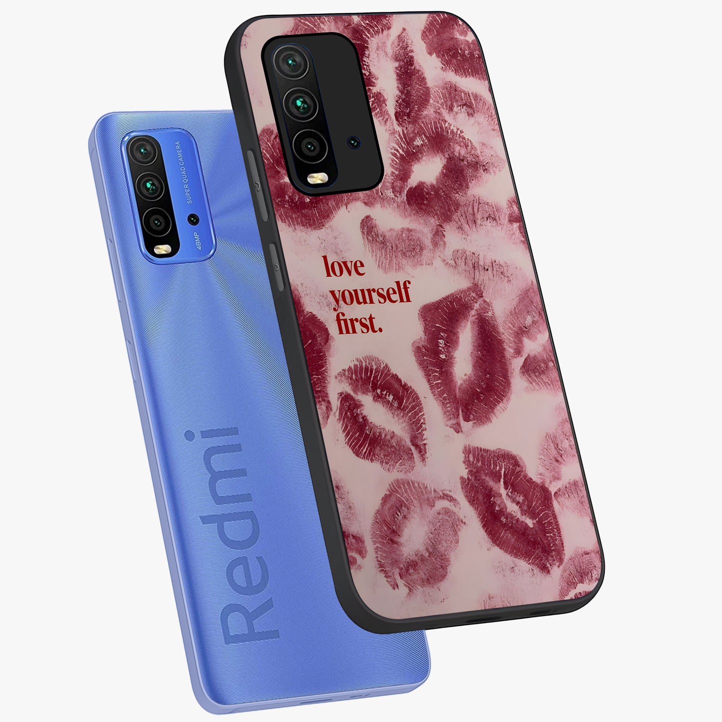 Crimson Kiss Love Glass Case displayed in angled mockup highlighting bold love inspired design with modern aesthetic style.