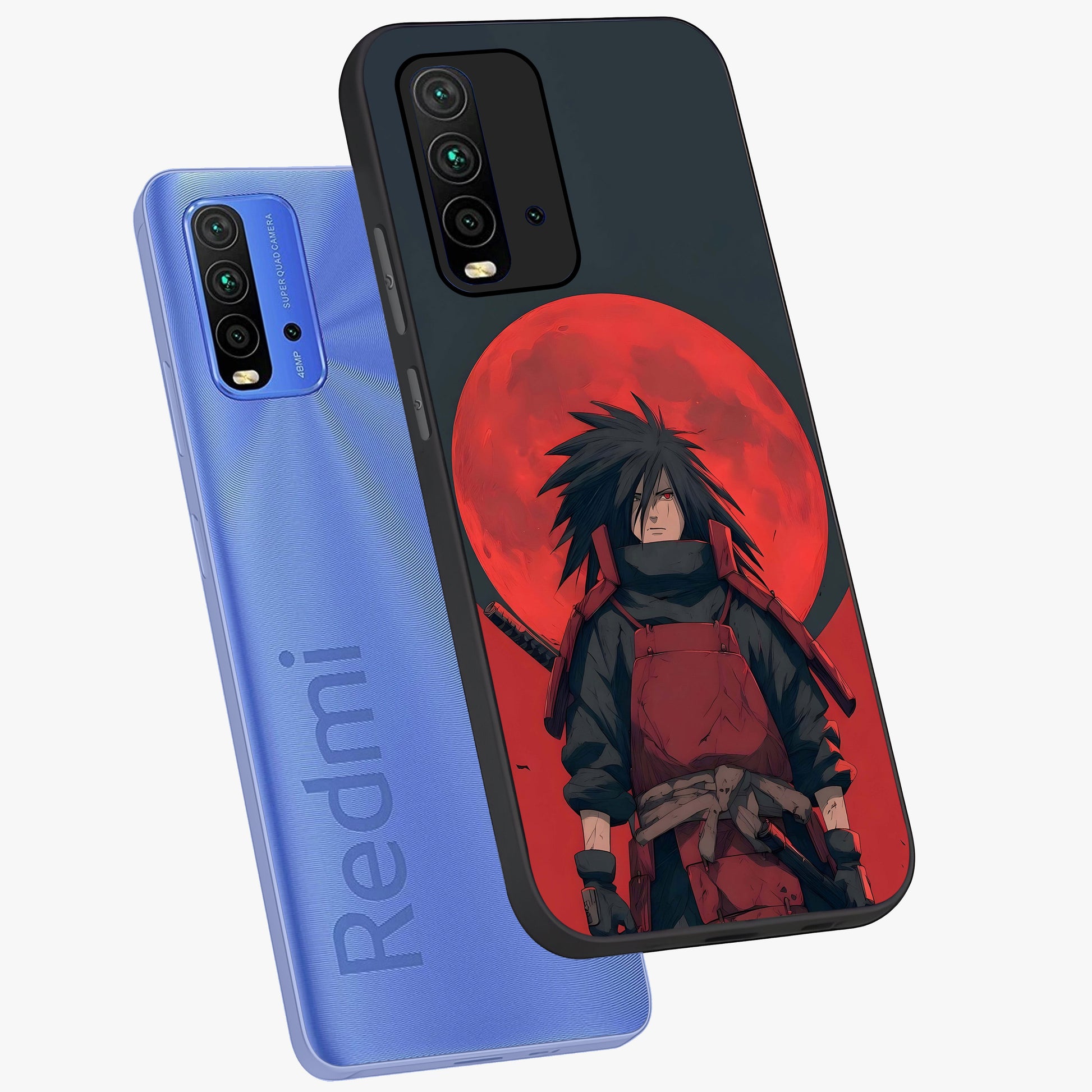 Crimson Moon Warlord Glass Case displayed in angled mockup highlighting dramatic crimson moon design with fantasy aesthetic.