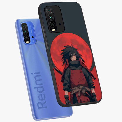 Crimson Moon Warlord Glass Case displayed in angled mockup highlighting dramatic crimson moon design with fantasy aesthetic.