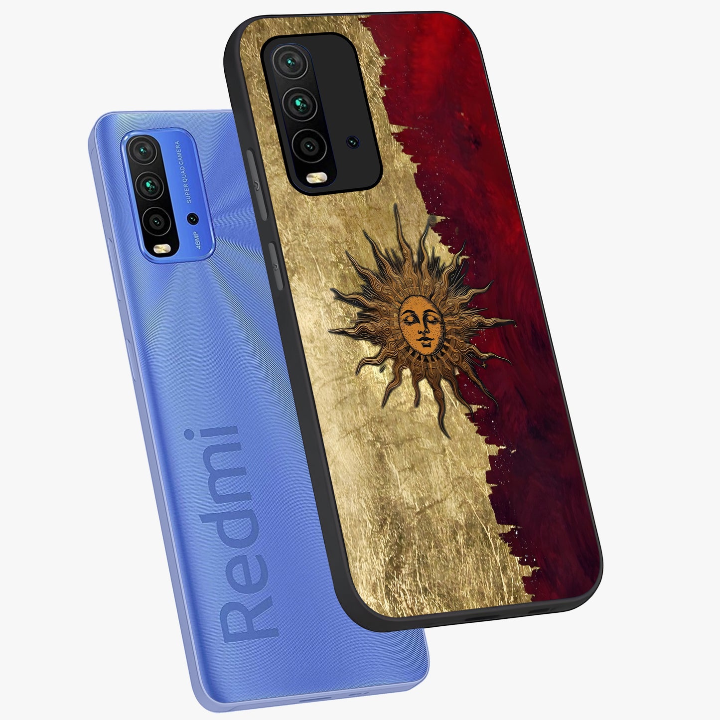 Crimson Sun Majesty Glass Case displayed in angled mockup highlighting majestic crimson sun design with bold aesthetic style.