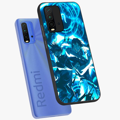 Cursed Energy Clash Glass Case displayed in angled mockup highlighting powerful battle inspired graphic with anime style aesthetic.