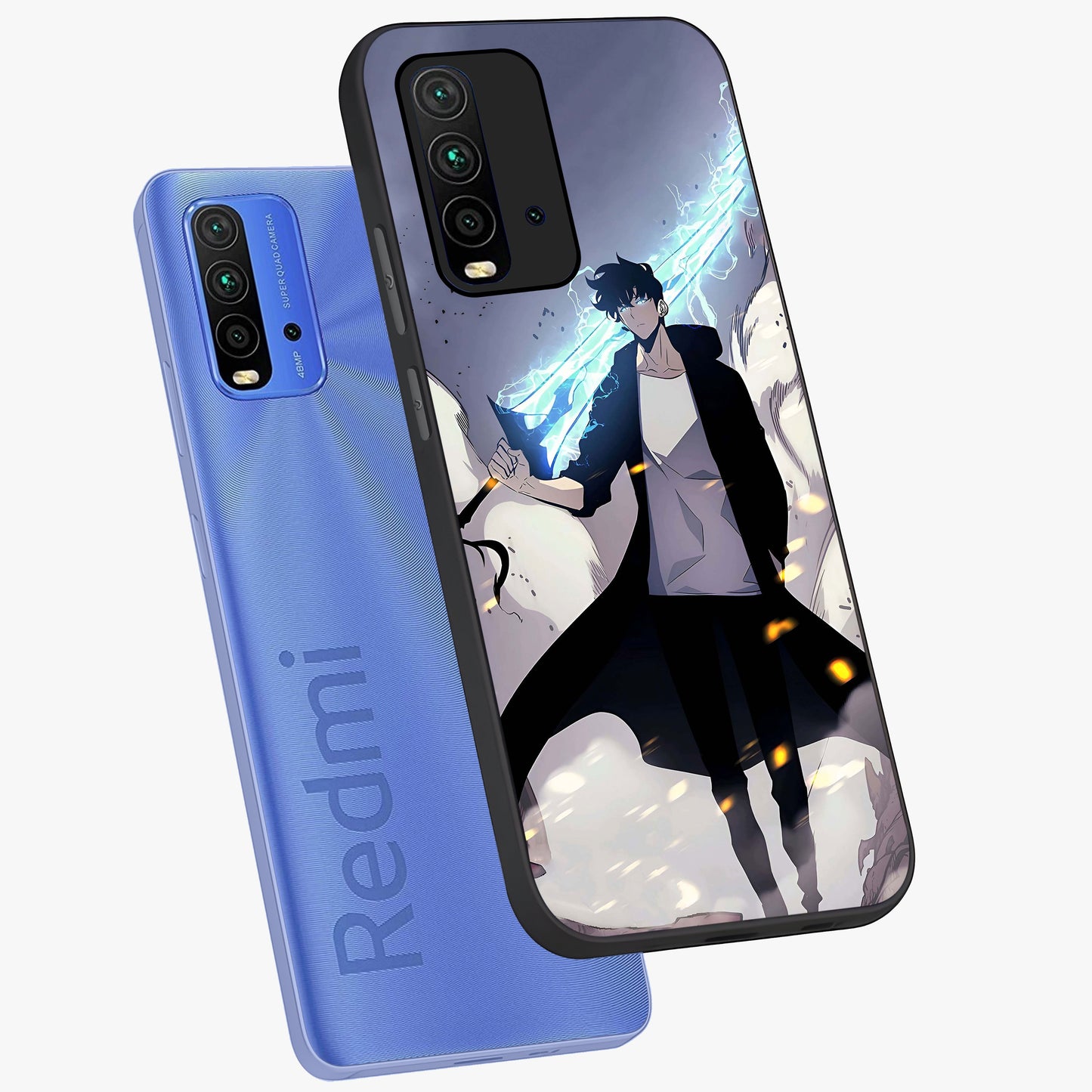 Dark Lightning Anime Warrior Glass Case displayed in angled mockup highlighting powerful lightning themed anime illustration.
