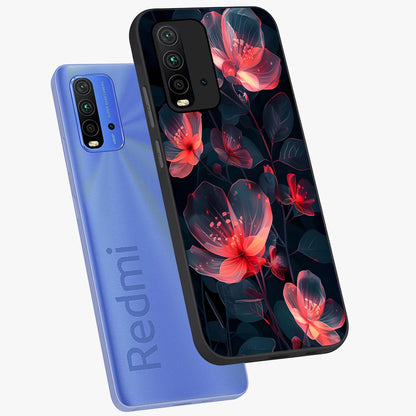 Dark Shade of Flower Glass Case displayed in angled mockup highlighting moody floral illustration with aesthetic dark tones.