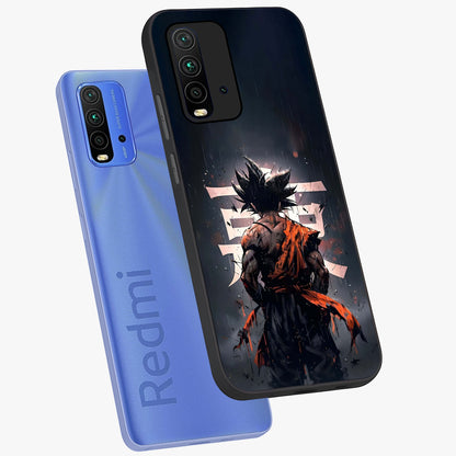 Dark Warrior In Rain Glass Case displayed in angled mockup highlighting dramatic warrior illustration with dark rain aesthetic.