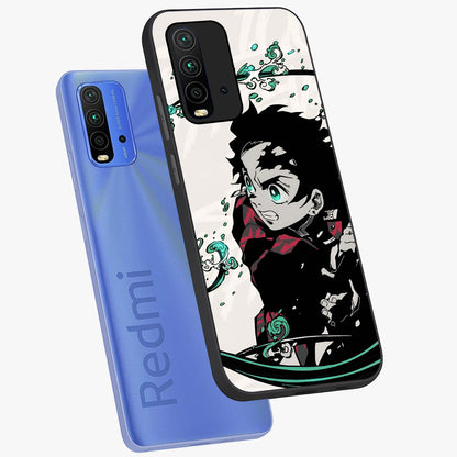 Demon Slayer Glass Case displayed in angled mockup highlighting dramatic anime character design with action aesthetic.