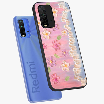 Dreamy Painted Garden Glass Case displayed in angled mockup highlighting colorful garden illustration with dreamy aesthetic style.