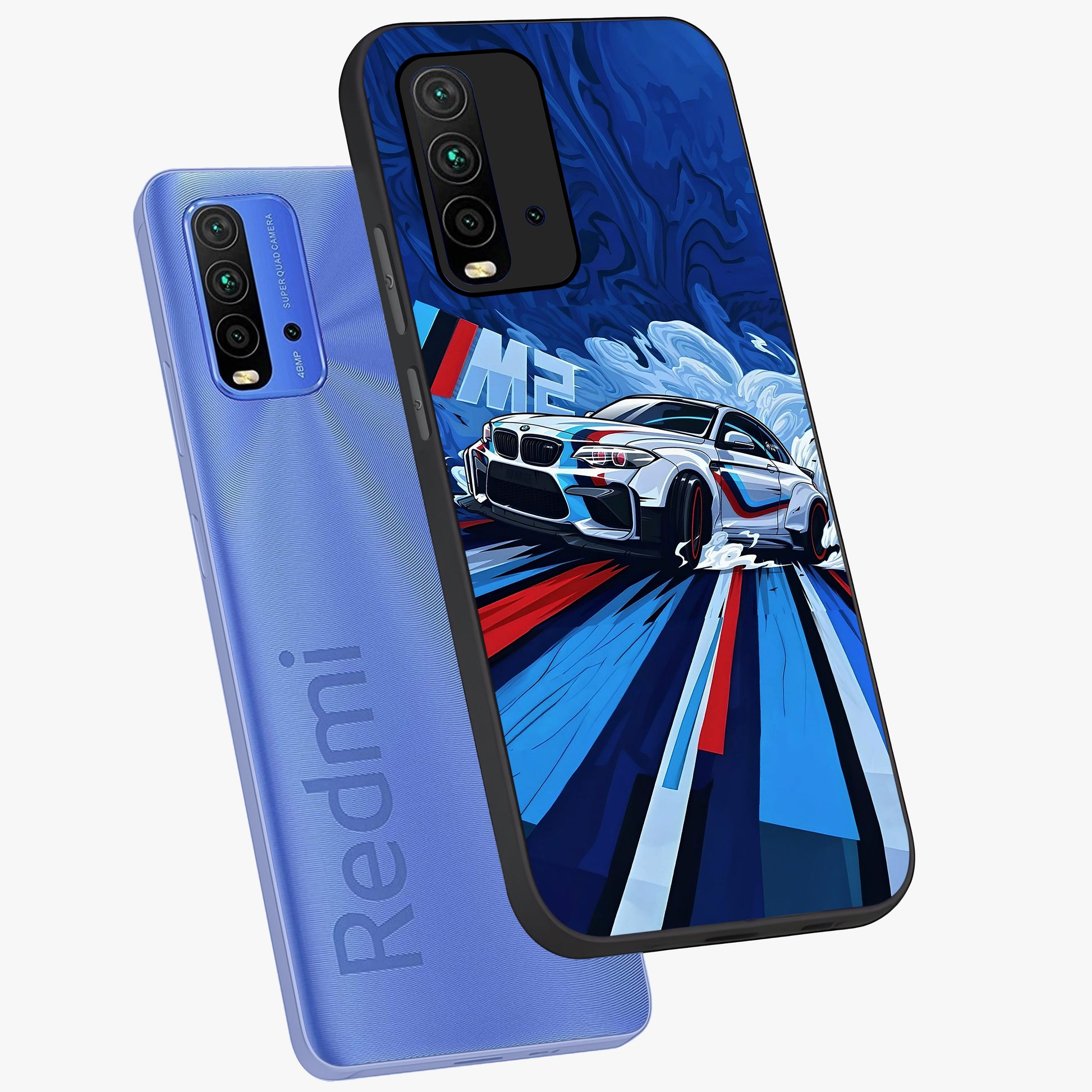 Drift Power Rush Glass Case displayed in angled mockup highlighting powerful drift car design with sporty aesthetic style.