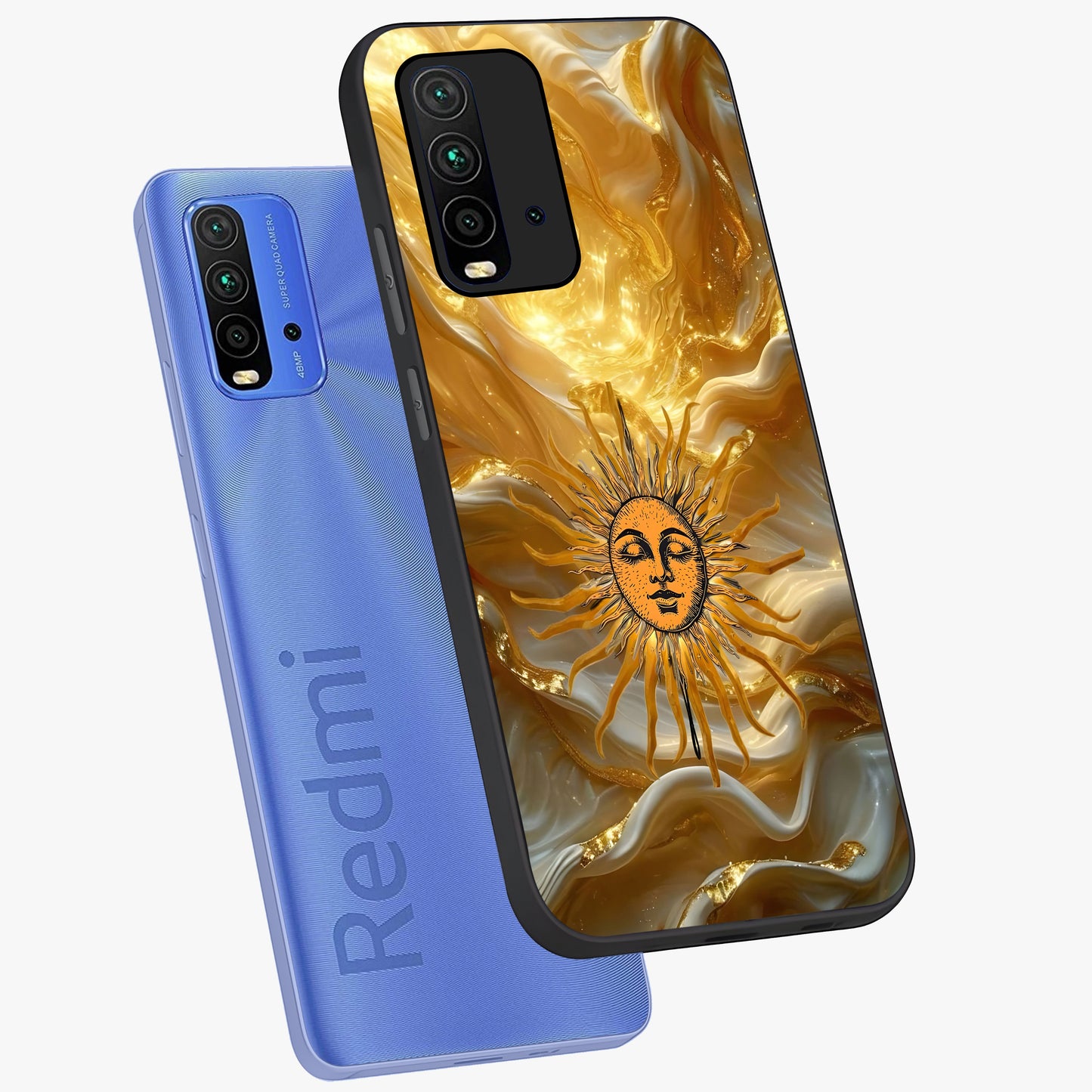 Eternal Golden Glow Glass Case displayed in angled mockup highlighting glowing golden aesthetic design with elegant style.