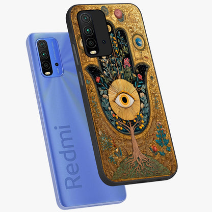 Ethereal Evil Eye Glass Case displayed in angled mockup highlighting protective evil eye symbol with spiritual aesthetic design.
