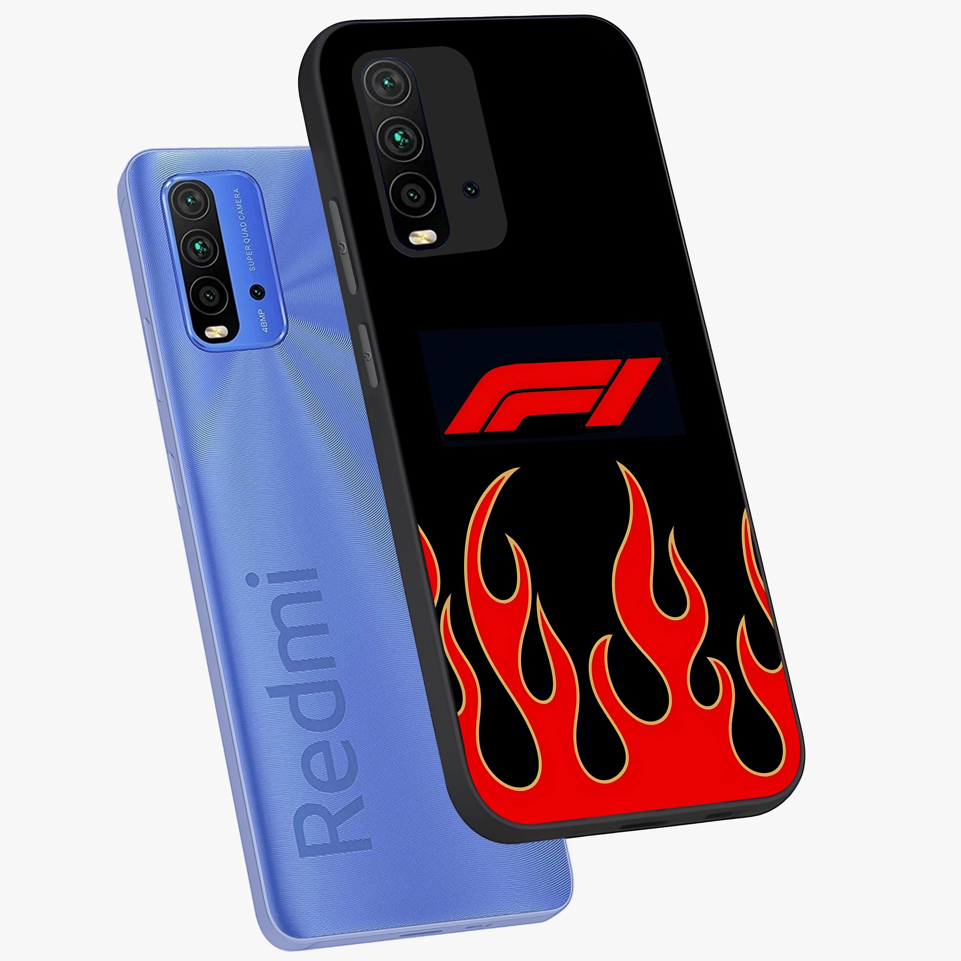 Fire F11 Glass Case displayed in angled mockup highlighting bold fire inspired graphic with energetic aesthetic style.
