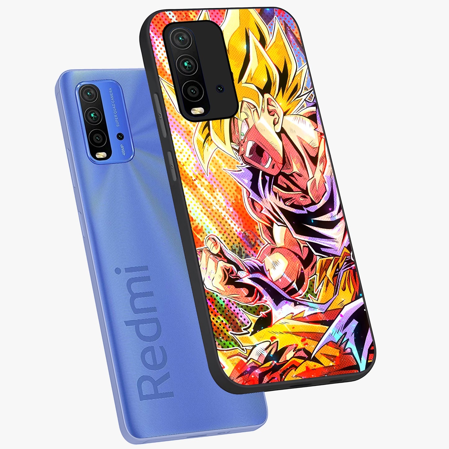 Firing Goku Glass Case displayed in angled mockup highlighting dynamic anime character design with action aesthetic.