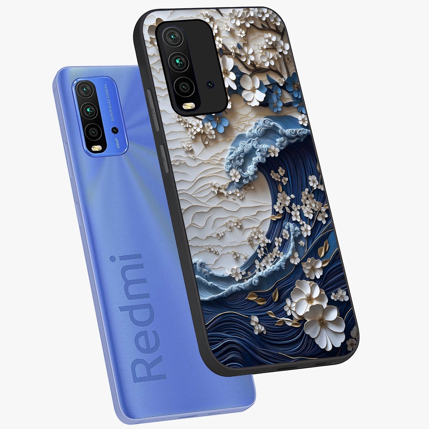 Floral Wave Origami Glass Case displayed in angled mockup highlighting geometric origami flower design with modern aesthetic style.