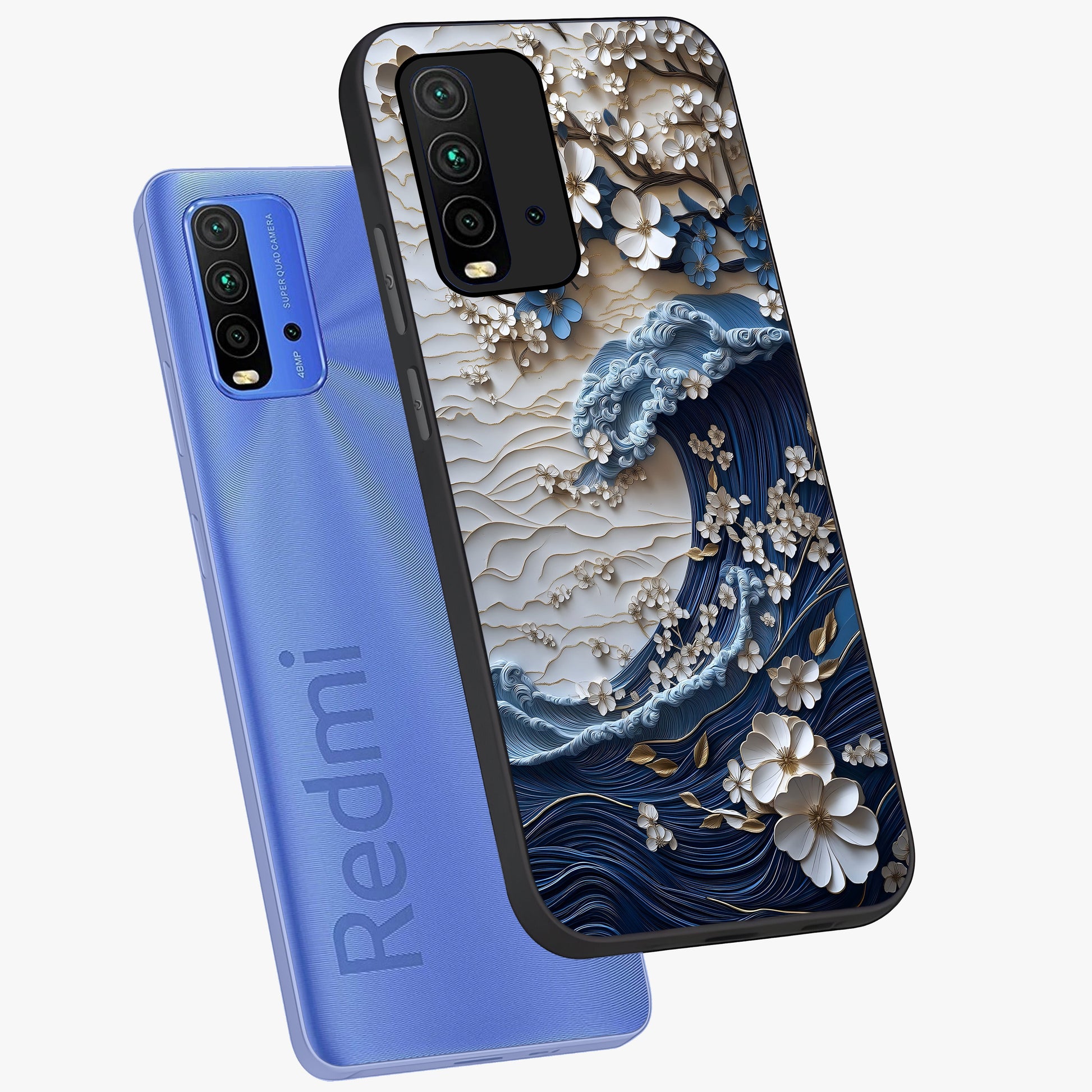 Floral Wave Origami Glass Case displayed in angled mockup highlighting geometric origami flower design with modern aesthetic style.