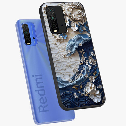 Floral Wave Origami Glass Case displayed in angled mockup highlighting geometric origami flower design with modern aesthetic style.