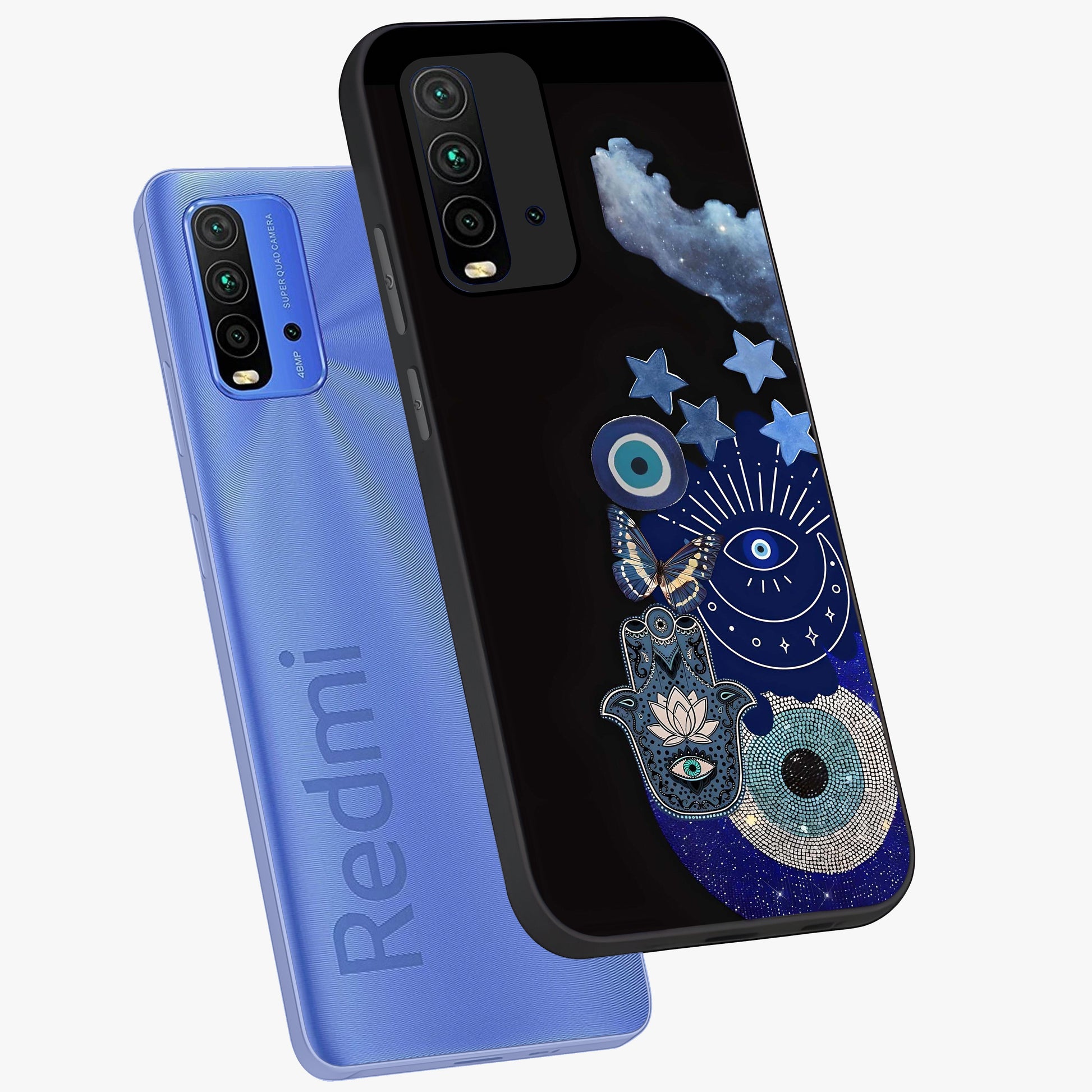 Galactic Charm Cluster Glass Case displayed in angled mockup highlighting luminous galaxy inspired design with dreamy aesthetic.