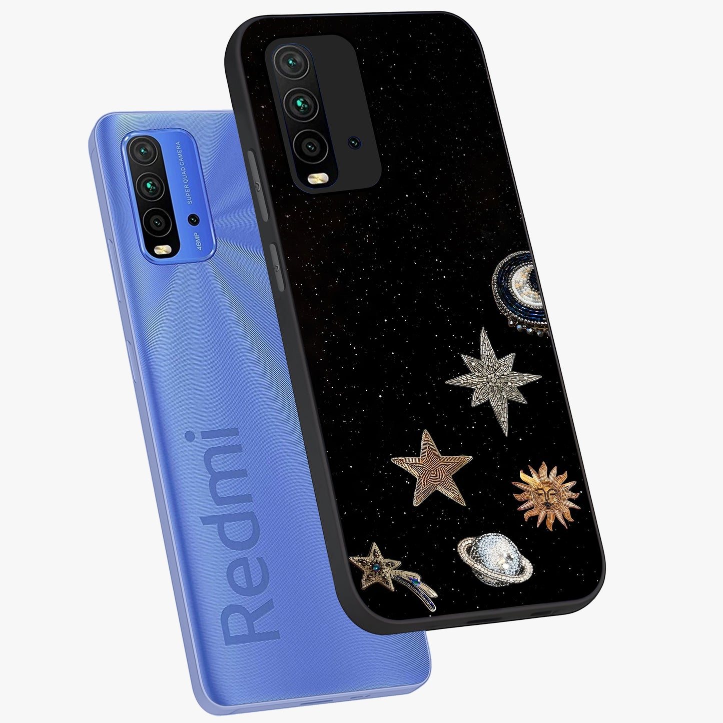 Galactic Charm Glow Glass Case displayed in angled mockup highlighting luminous galaxy inspired design with dreamy aesthetic.