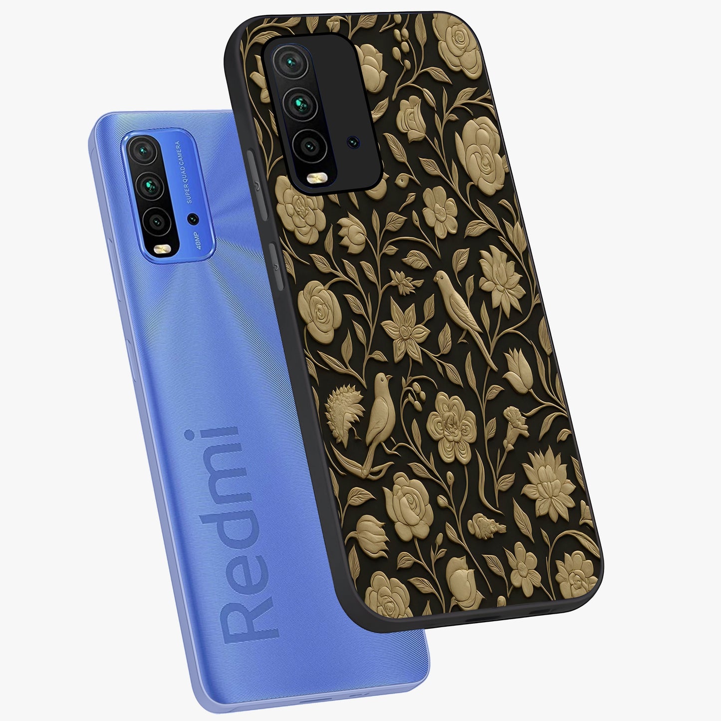 Golden Evil Eye Mandala Glass Case displayed in angled mockup highlighting protective evil eye symbol with golden mandala design.