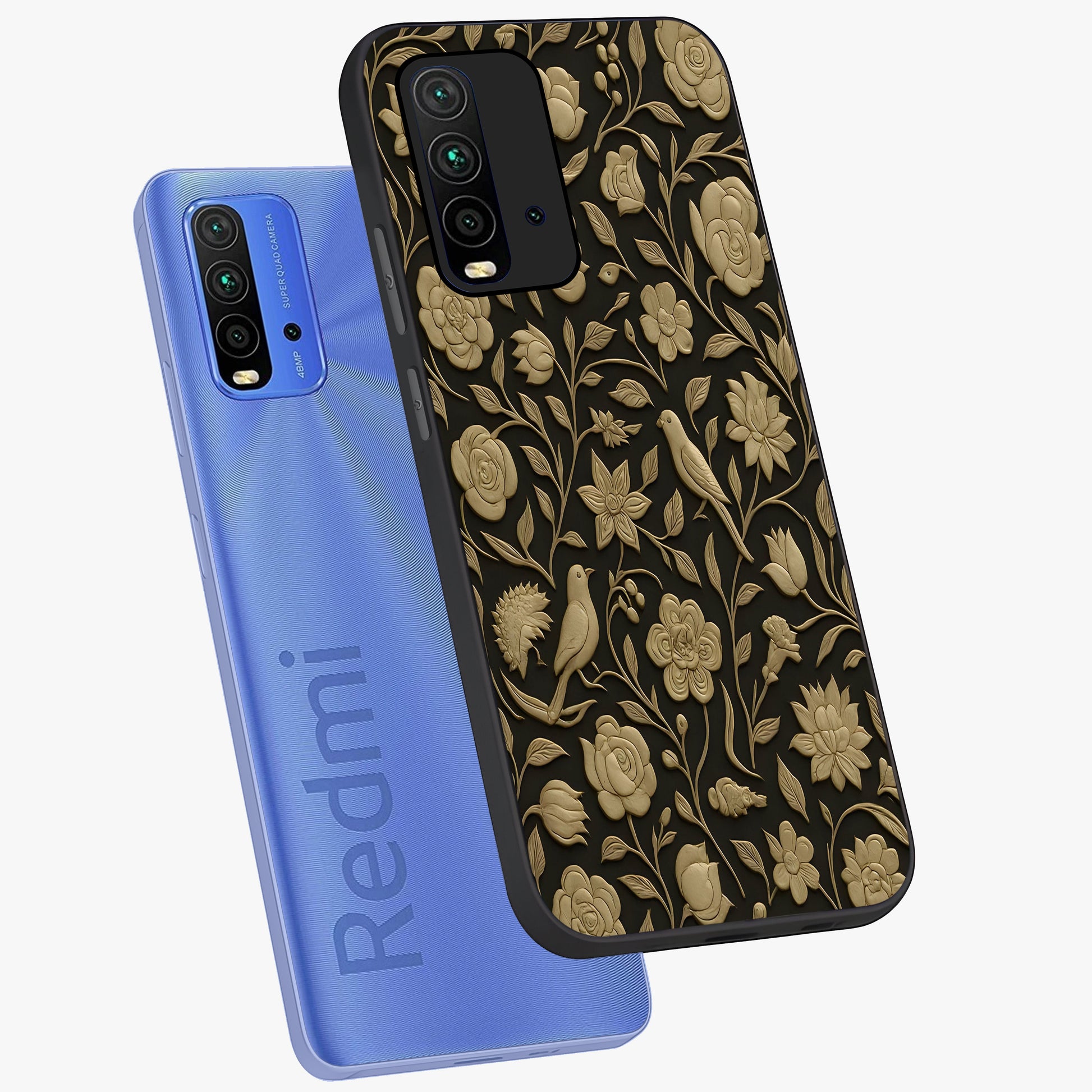 Golden Evil Eye Mandala Glass Case displayed in angled mockup highlighting protective evil eye symbol with golden mandala design.