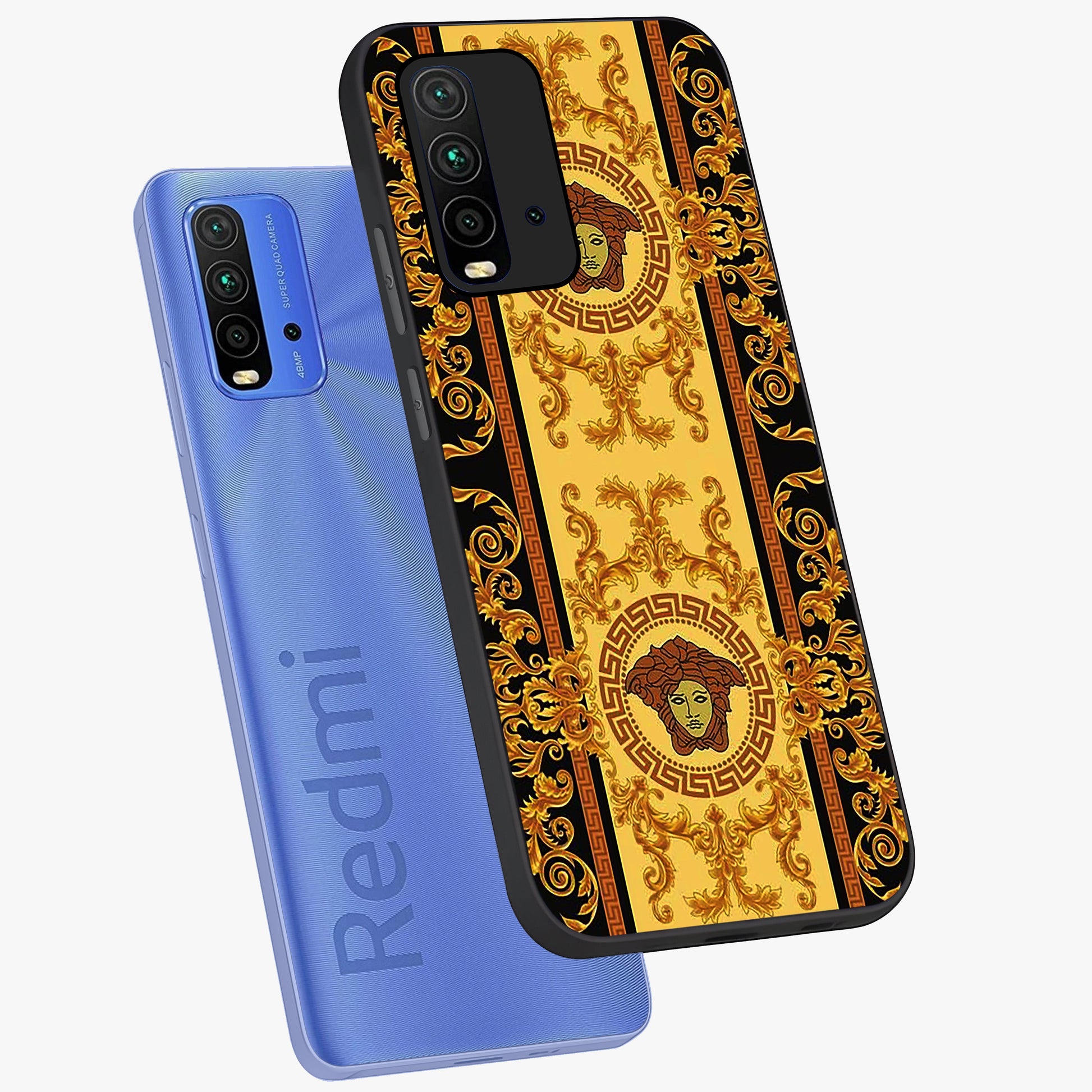 Golden Lotus Glow Glass Case displayed in angled mockup highlighting radiant lotus illustration with spiritual aesthetic.