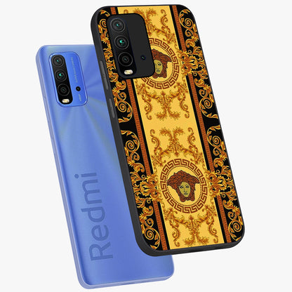 Golden Lotus Glow Glass Case displayed in angled mockup highlighting radiant lotus illustration with spiritual aesthetic.