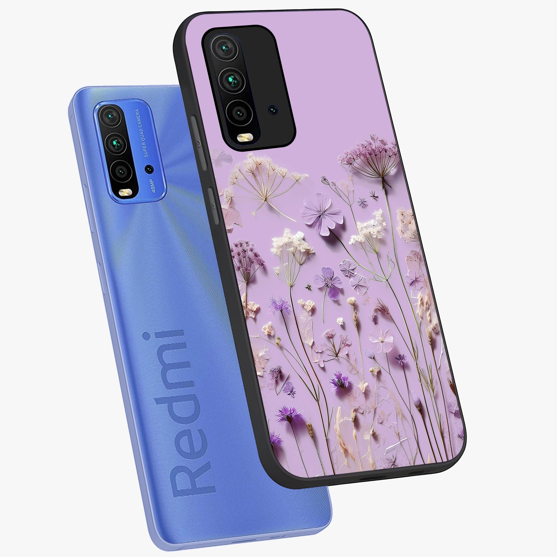 Lavender Blossom Dream Glass Case displayed in angled mockup highlighting dreamy lavender flower design with calming aesthetic style.