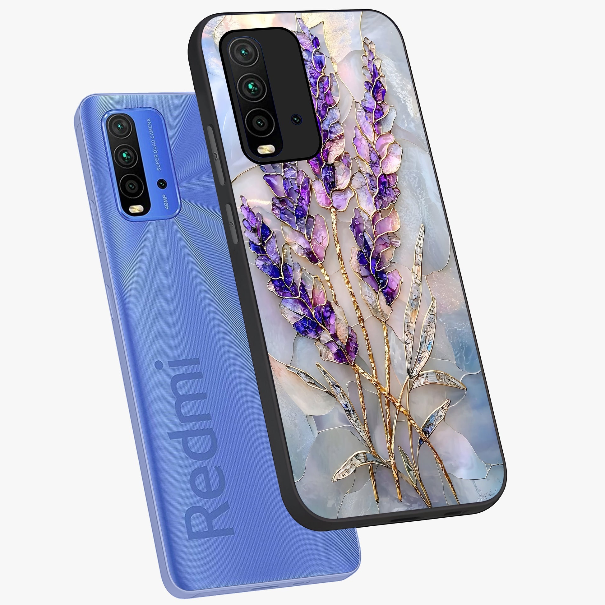 Lavender Dream Glow Glass Case displayed in angled mockup highlighting dreamy purple glow design with soft artistic style.