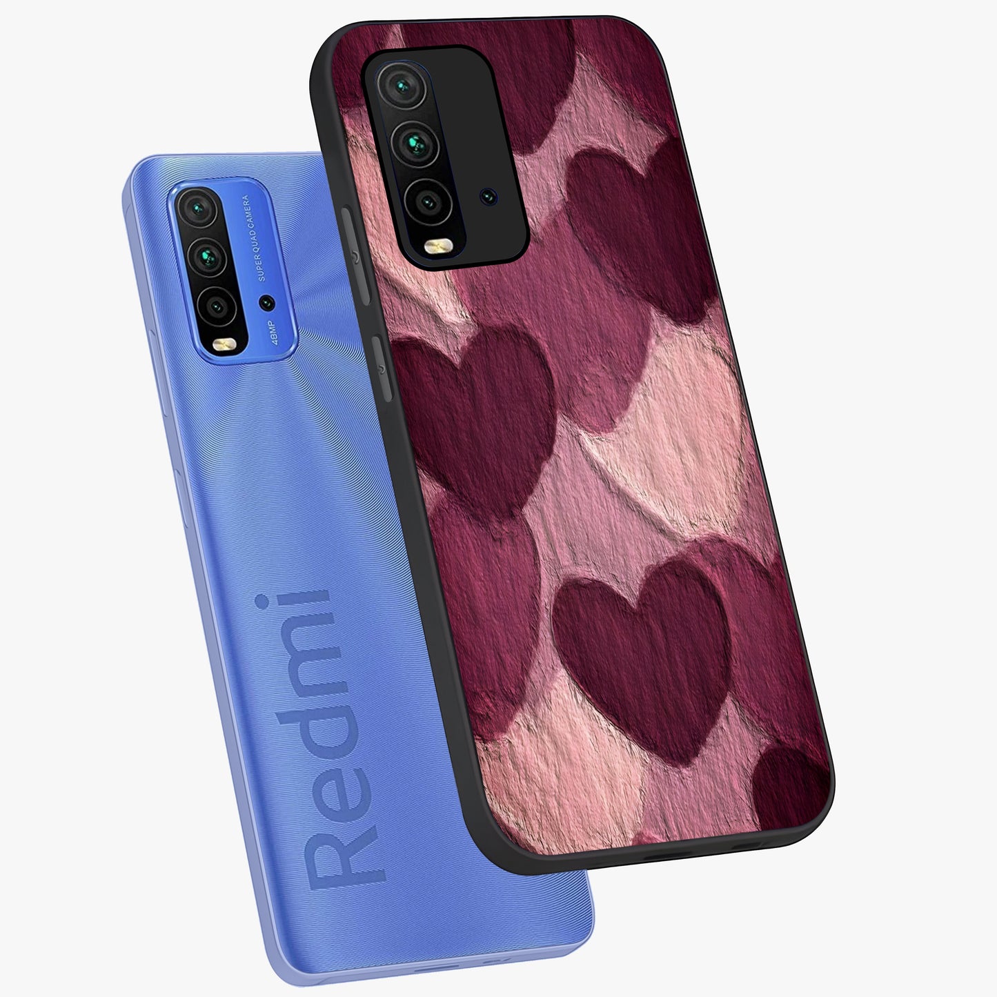 Layered Paper Hearts Glass Case displayed in angled mockup highlighting creative paper craft heart design with romantic aesthetic.