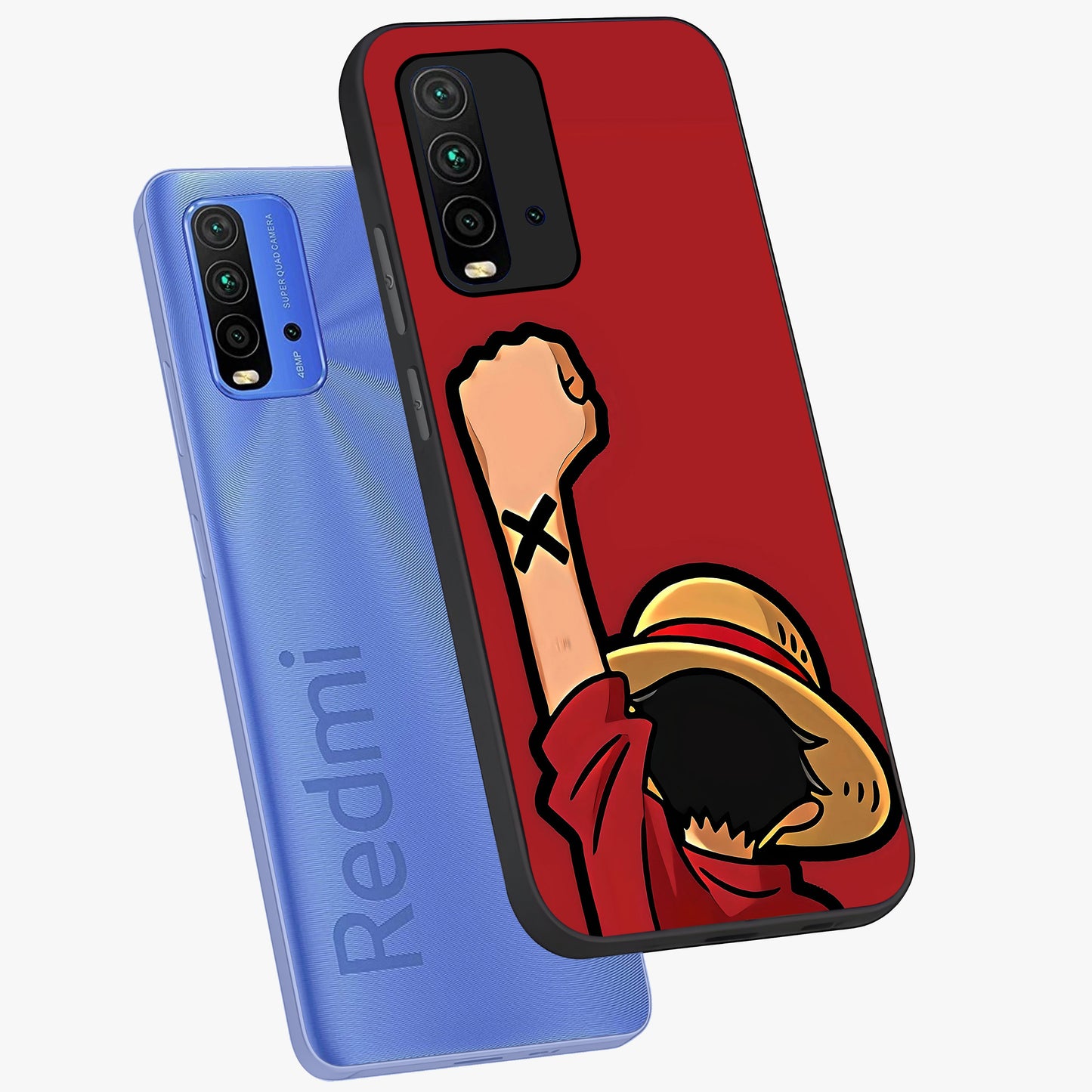 Luffy X Spirit Glass Case displayed in angled mockup highlighting powerful anime design with energetic action aesthetic.