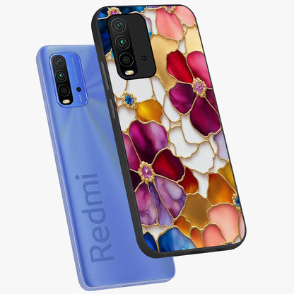 Marble Flower Pattern Glass Case displayed in angled mockup highlighting elegant marble floral design with modern aesthetic.