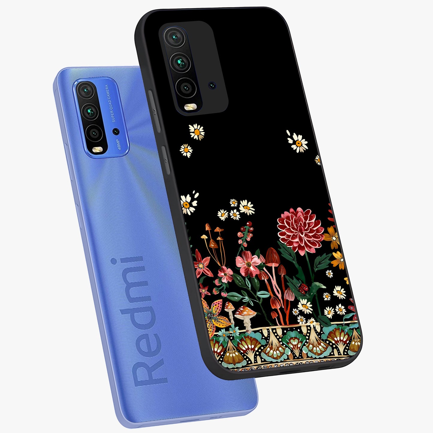 Midnight Bloom Pattern Glass Case displayed in angled mockup highlighting elegant flower design with midnight aesthetic style.