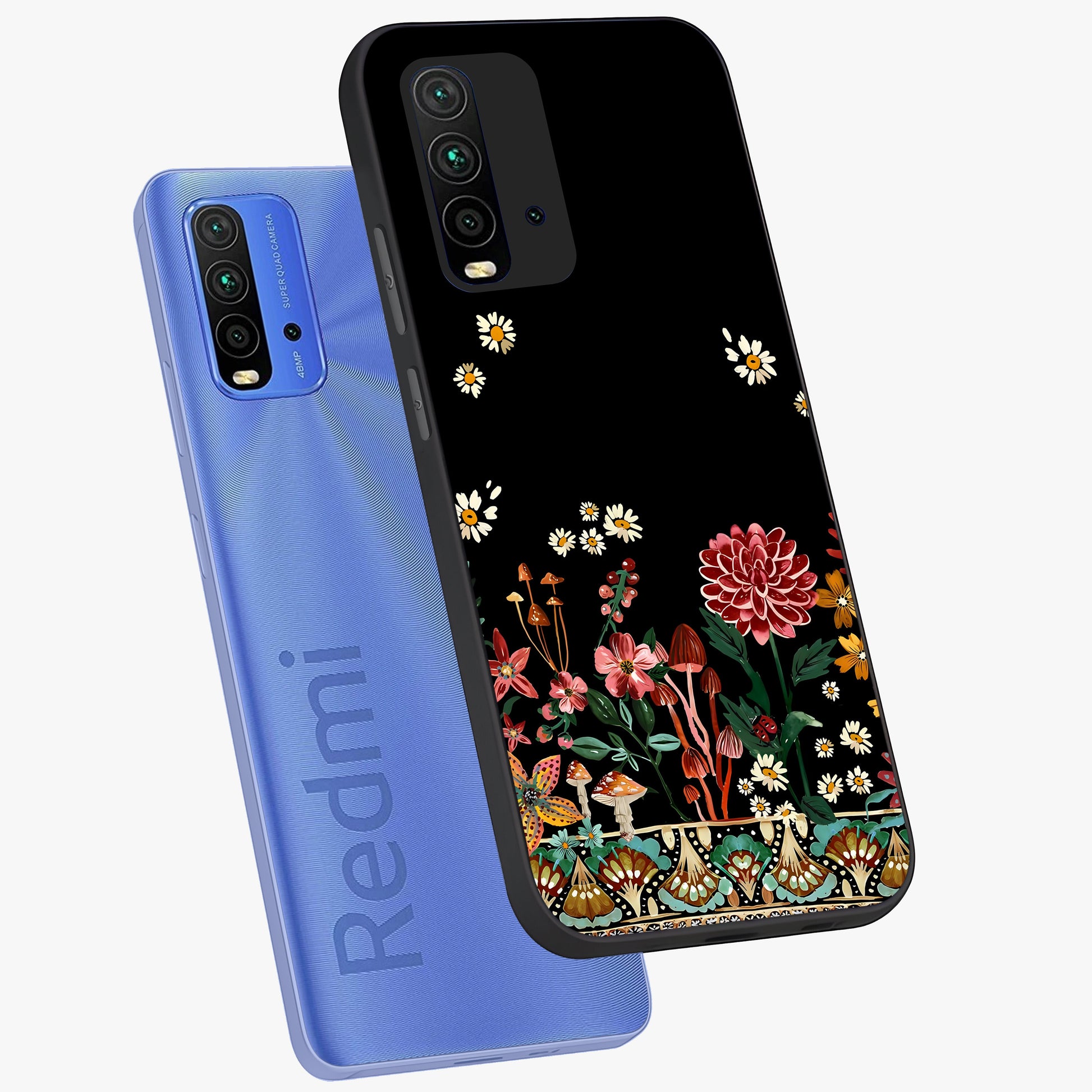 Midnight Bloom Pattern Glass Case displayed in angled mockup highlighting elegant flower design with midnight aesthetic style.