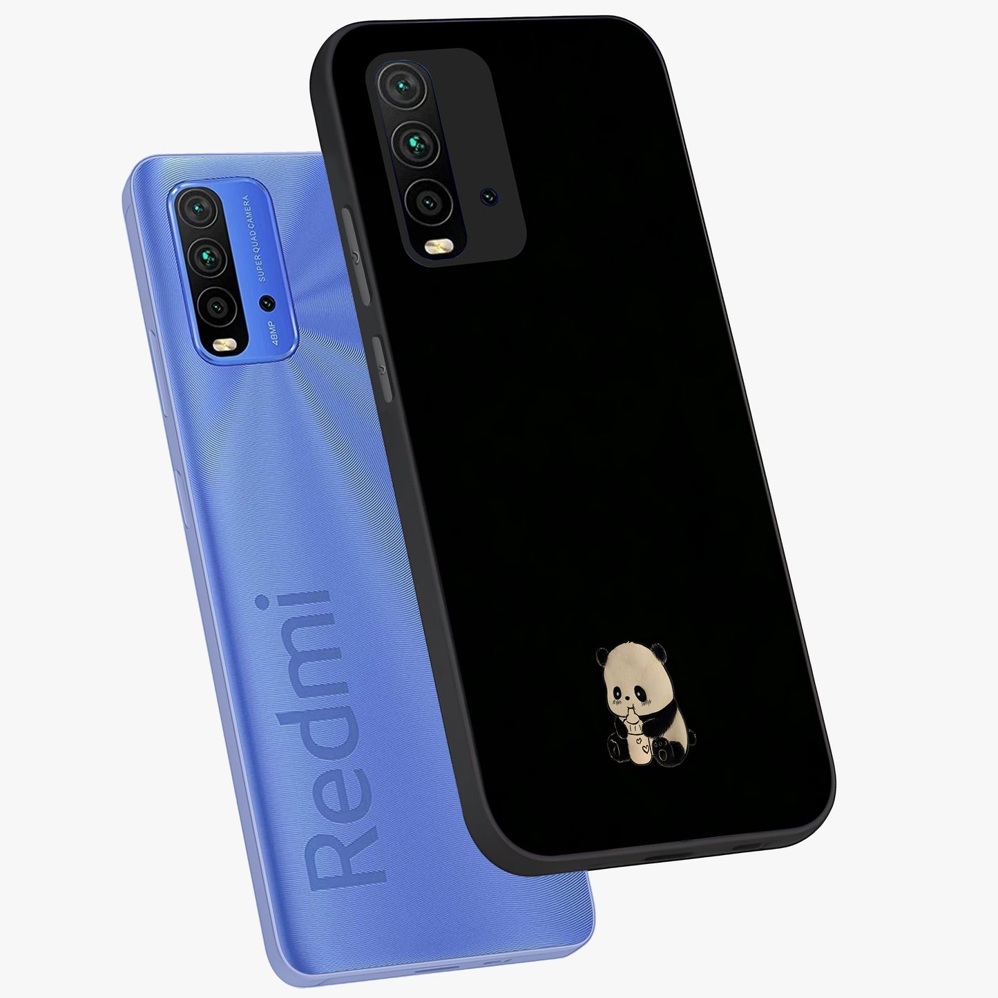 Midnight Panda Love Glass Case displayed in angled mockup highlighting adorable panda illustration with midnight aesthetic.