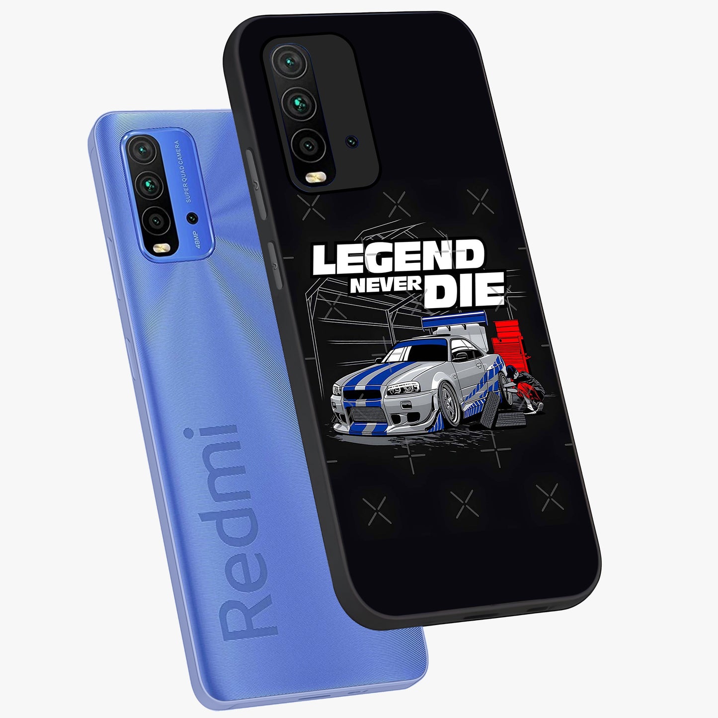 Midnight Racing Legacy Glass Case displayed in angled mockup highlighting dynamic automotive design with bold midnight aesthetic.