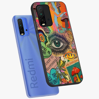 Mystic Eye Wonderland Glass Case displayed in angled mockup highlighting magical eye illustration with dreamy aesthetic.